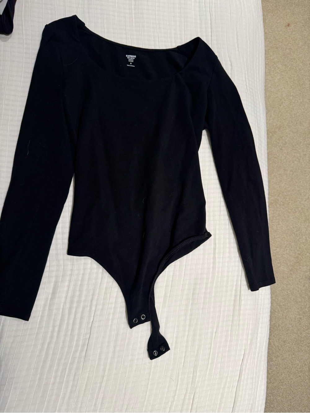 Express Black Long Sleeve Scoop Neck Bodysuit